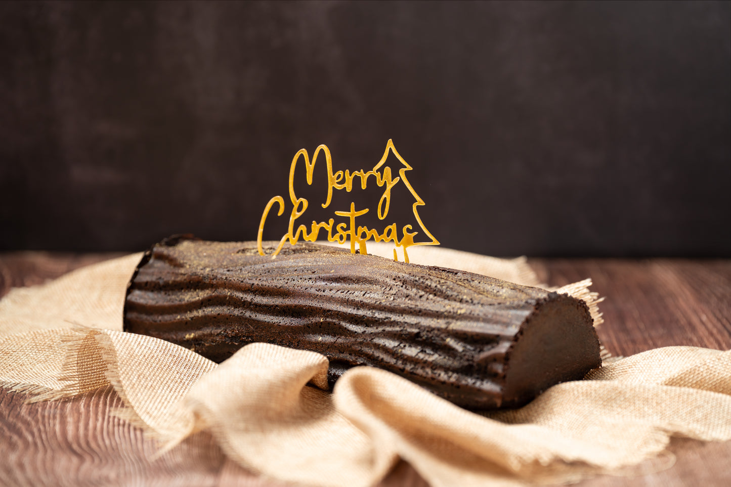 Signature Dark Chocolate Christmas Log Cake in Gift Box